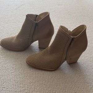 Paul Green Women's Taupe Perforated Block Heel Ankle Boots